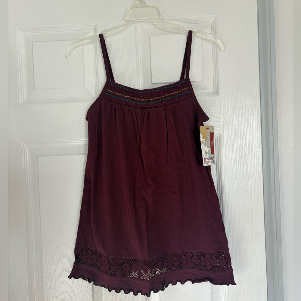 NWT Y2K BOHO WOMENS MOSSIMO SUPPLY PLUM/MAROON ALINE FLOWY LACE TANK TOP SMALL